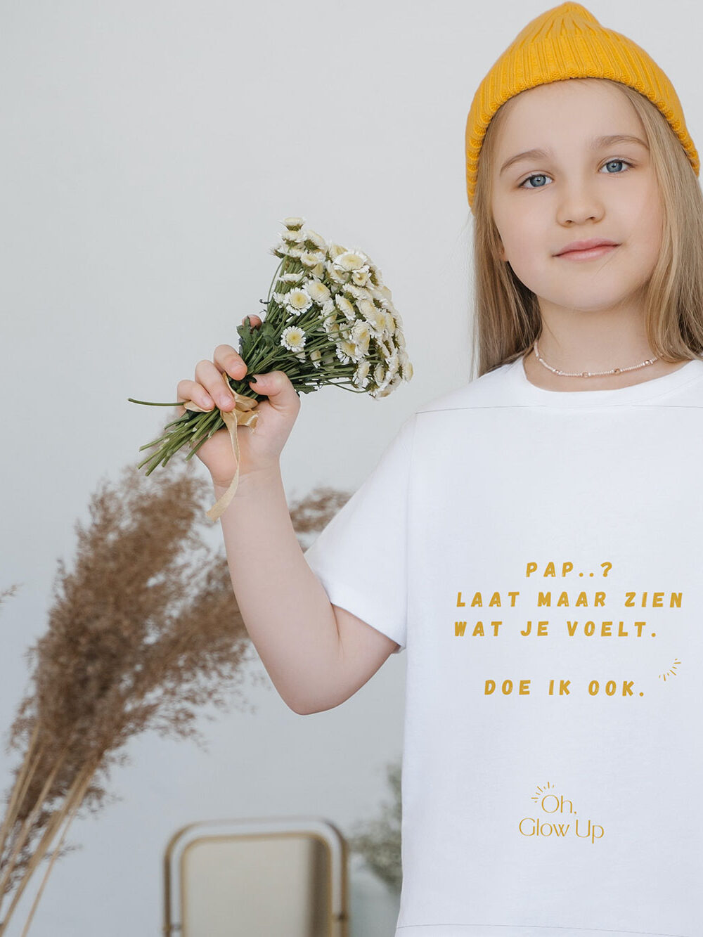 3, shirt citaat meisje muts