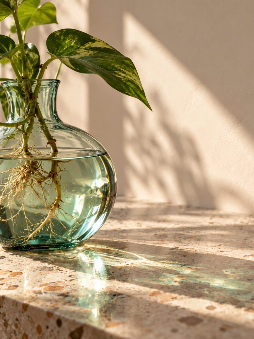wortels in water en pot